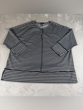 Jones New York Black & White Houndstooth Zip Jacket
